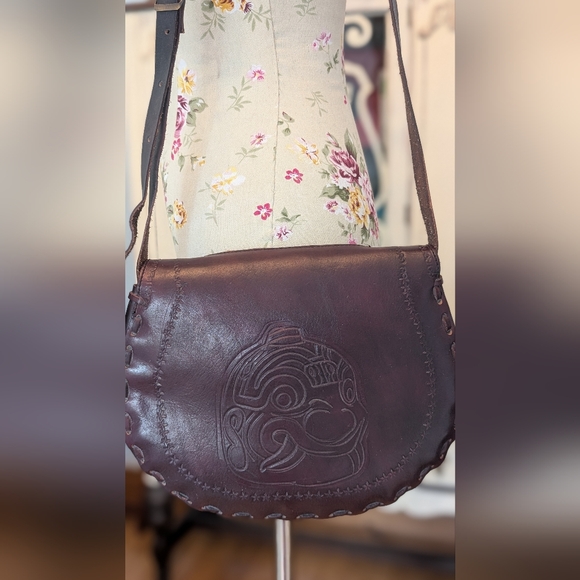 Hair on Hide Handmade Tooled Saddle Bag - Picture 7 of 9